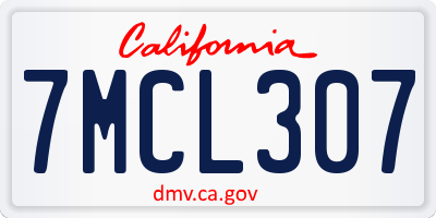 CA license plate 7MCL307