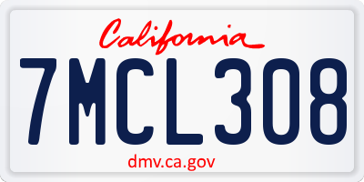 CA license plate 7MCL308