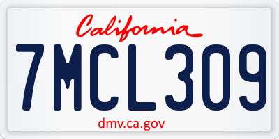 CA license plate 7MCL309