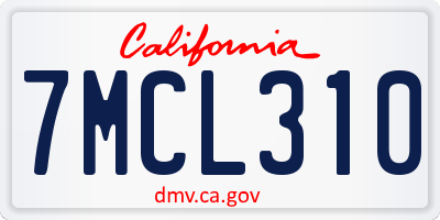 CA license plate 7MCL310