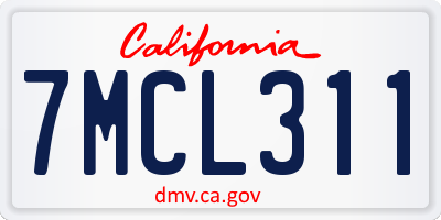 CA license plate 7MCL311