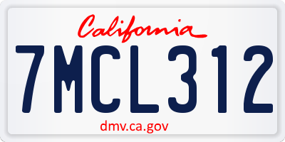 CA license plate 7MCL312