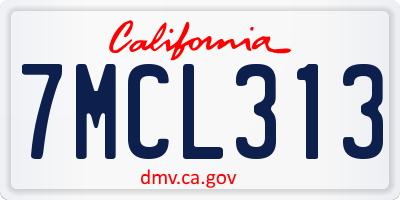 CA license plate 7MCL313