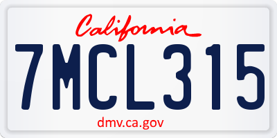 CA license plate 7MCL315