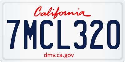 CA license plate 7MCL320