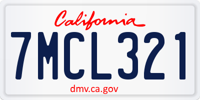 CA license plate 7MCL321