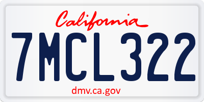 CA license plate 7MCL322
