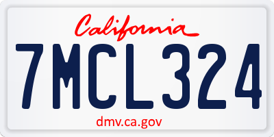 CA license plate 7MCL324