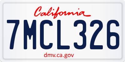 CA license plate 7MCL326