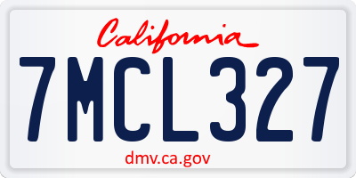 CA license plate 7MCL327