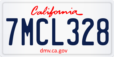CA license plate 7MCL328
