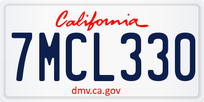 CA license plate 7MCL330