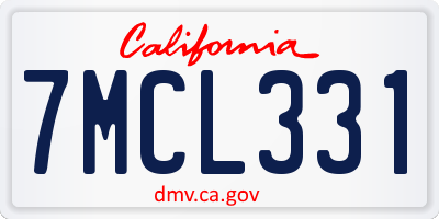 CA license plate 7MCL331