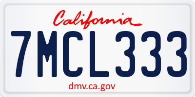 CA license plate 7MCL333
