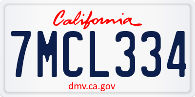 CA license plate 7MCL334