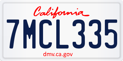 CA license plate 7MCL335