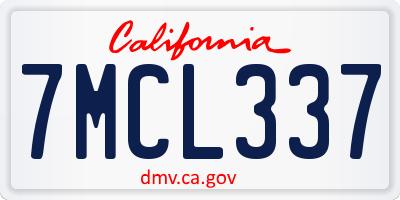 CA license plate 7MCL337