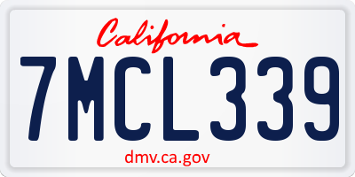 CA license plate 7MCL339