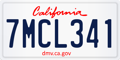 CA license plate 7MCL341
