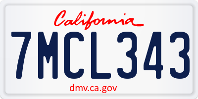 CA license plate 7MCL343
