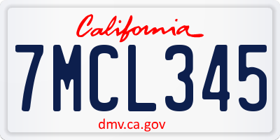 CA license plate 7MCL345