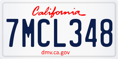 CA license plate 7MCL348