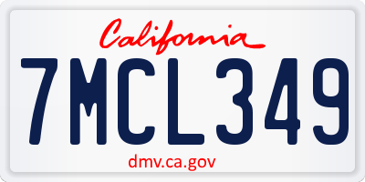 CA license plate 7MCL349