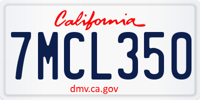 CA license plate 7MCL350