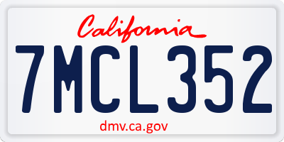 CA license plate 7MCL352