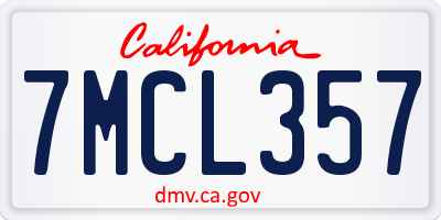 CA license plate 7MCL357