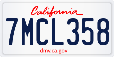 CA license plate 7MCL358