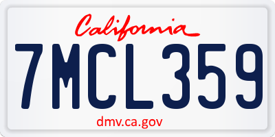 CA license plate 7MCL359