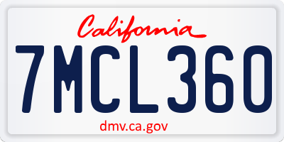 CA license plate 7MCL360