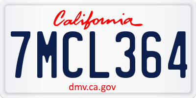 CA license plate 7MCL364