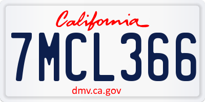 CA license plate 7MCL366