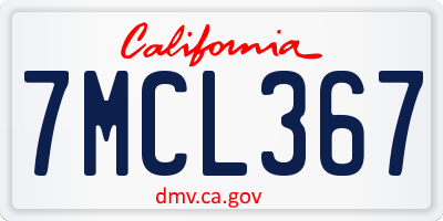 CA license plate 7MCL367