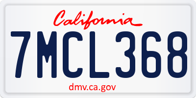 CA license plate 7MCL368