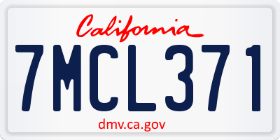 CA license plate 7MCL371