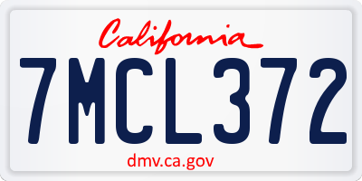 CA license plate 7MCL372