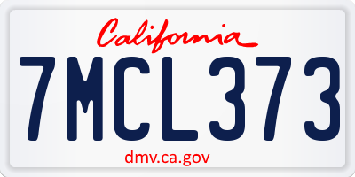 CA license plate 7MCL373