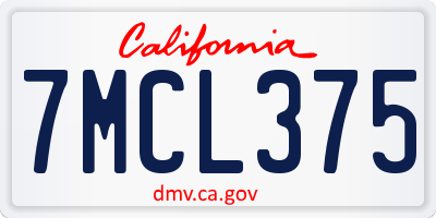 CA license plate 7MCL375
