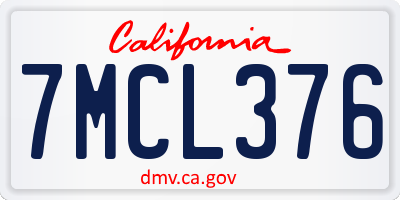CA license plate 7MCL376