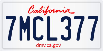 CA license plate 7MCL377