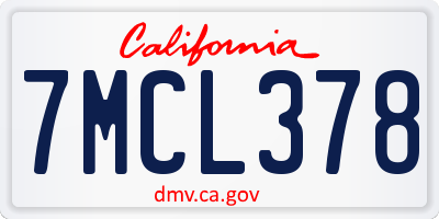 CA license plate 7MCL378