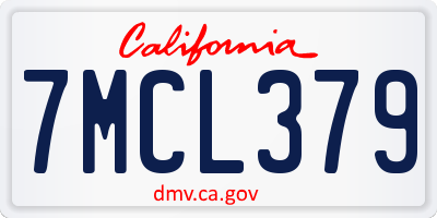 CA license plate 7MCL379