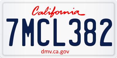 CA license plate 7MCL382