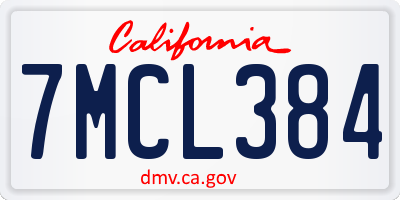 CA license plate 7MCL384
