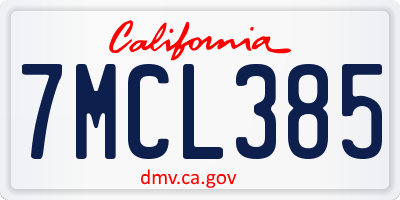 CA license plate 7MCL385