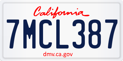 CA license plate 7MCL387