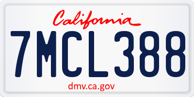 CA license plate 7MCL388